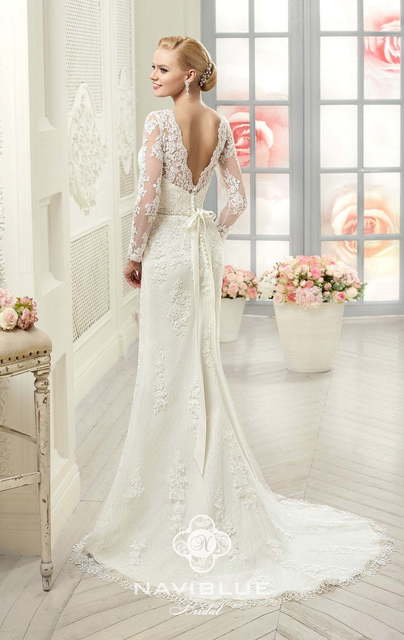 Свадебное платье Devis. Силуэт Рыбка, Прямое. Цвет Белый / Молочный. Вид 3