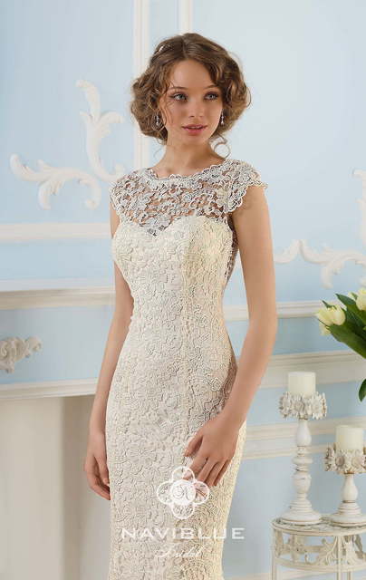 Свадебное платье 14006. Силуэт Рыбка. Цвет Айвори / Капучино, Белый / Молочный. Вид 2