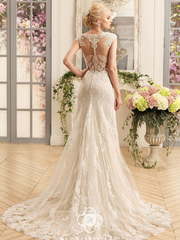 Свадебное платье Kolet. Силуэт Прямое. Цвет Айвори / Капучино. Вид 1