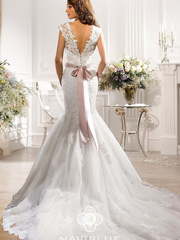 Свадебное платье 13096. Силуэт Рыбка. Цвет Белый / Молочный. Вид 2
