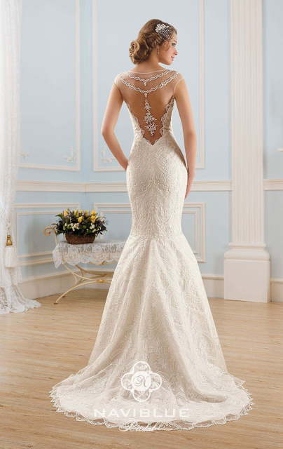 Свадебное платье 13039. Силуэт Рыбка. Цвет Айвори / Капучино, Белый / Молочный. Вид 2