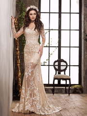 Свадебное платье Betta. Силуэт Прямое. Цвет Айвори / Капучино. Вид 1