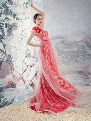 Свадебное платье Восток. Силуэт Рыбка. Цвет Красный / Марсала. Вид 1