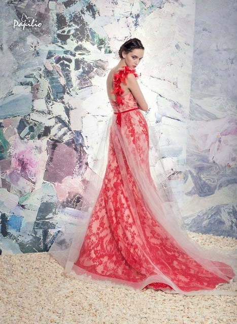 Свадебное платье Восток. Силуэт Рыбка. Цвет Красный / Марсала. Вид 2