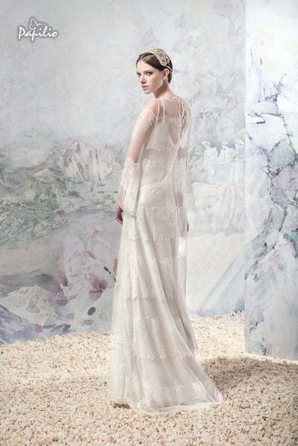 Свадебное платье Эйр. Силуэт Прямое. Цвет Белый / Молочный. Вид 3