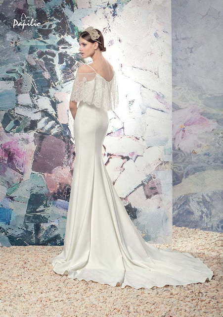 Свадебное платье Онежское. Силуэт Прямое. Цвет Айвори / Капучино, Белый / Молочный. Вид 2