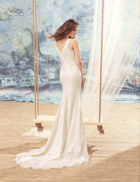 Свадебное платье Розелла. Силуэт Рыбка, Прямое. Цвет Айвори / Капучино. Вид 3