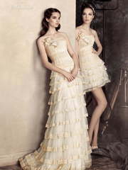 Свадебное платье Сандра. Силуэт Прямое. Цвет Айвори / Капучино. Вид 2