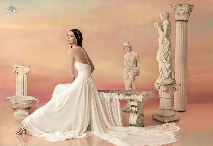 Свадебное платье Эфилия. Силуэт Греческий, Прямое. Цвет Белый / Молочный. Вид 2