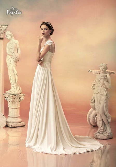 Свадебное платье Тавита. Силуэт Греческий, Прямое. Цвет Айвори / Капучино, Белый / Молочный. Вид 2