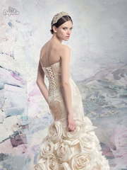 Свадебное платье Больсена. Силуэт Рыбка. Цвет Айвори / Капучино, Персик / Оранжевый, оттенки Розового. Вид 2