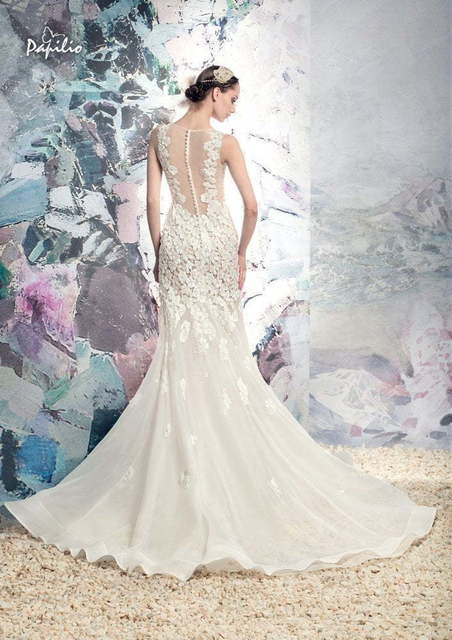 Свадебное платье Дунай. Силуэт Рыбка. Цвет Айвори / Капучино, Белый / Молочный. Вид 2