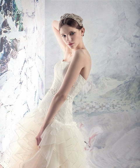 Свадебное платье Гудзон. Силуэт Пышное. Цвет Айвори / Капучино. Вид 2