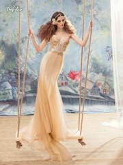 Свадебное платье Нектарница. Силуэт Рыбка. Цвет Айвори / Капучино, Персик / Оранжевый, Золото. Вид 1