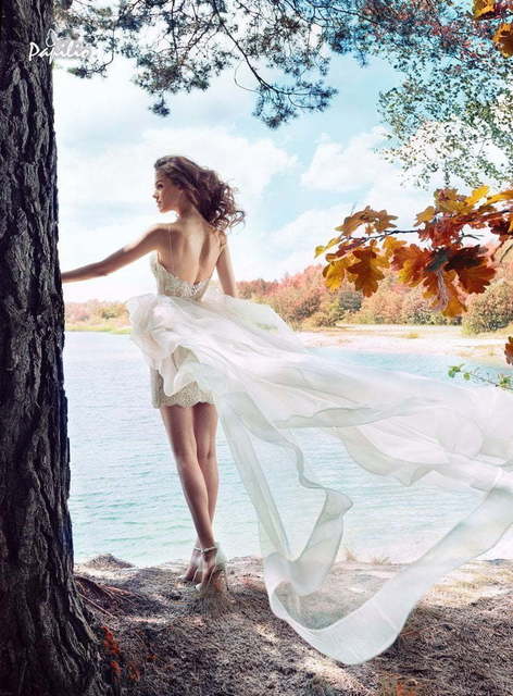 Свадебное платье Тоди. Силуэт Прямое. Цвет Айвори / Капучино, Белый / Молочный. Вид 3