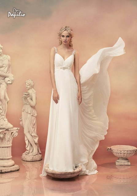 Свадебное платье Офелия. Силуэт Прямое, Греческий. Цвет Белый / Молочный. Вид 1
