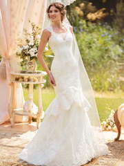 Свадебное платье Пальмира. Силуэт Рыбка. Цвет Белый / Молочный. Вид 1