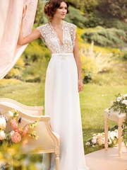 Свадебное платье Элеонора. Силуэт Прямое. Цвет Белый / Молочный. Вид 1