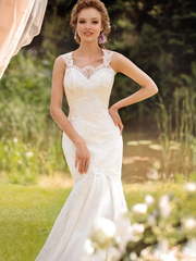 Свадебное платье Росариа. Силуэт Рыбка. Цвет Белый / Молочный. Вид 1