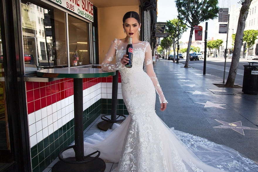 Свадебное платье Jessica. Силуэт Рыбка. Цвет Белый / Молочный. Вид 3