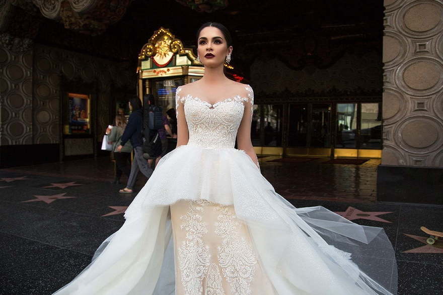 Свадебное платье Catherine. Силуэт Пышное, Прямое. Цвет Айвори / Капучино, Белый / Молочный. Вид 3