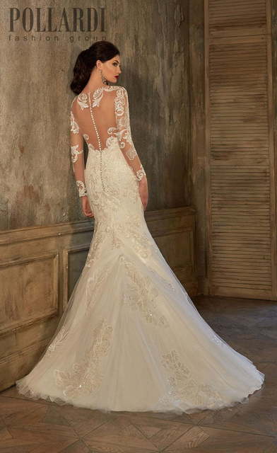 Свадебное платье Pradia. Силуэт Рыбка. Цвет Айвори / Капучино, Белый / Молочный. Вид 2