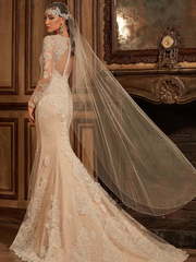 Свадебное платье Rado. Силуэт Рыбка. Цвет Айвори / Капучино, Персик / Оранжевый. Вид 2