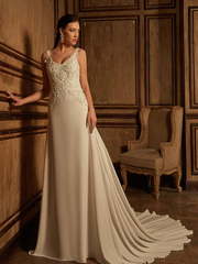 Свадебное платье Elenco. Силуэт Прямое. Цвет Белый / Молочный, Айвори / Капучино. Вид 1