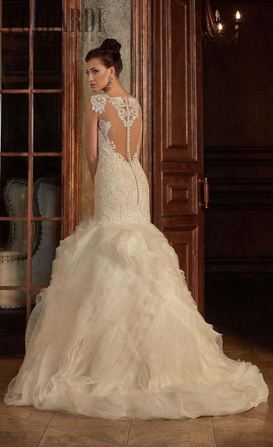 Свадебное платье Etereo. Силуэт Рыбка. Цвет Айвори / Капучино, Белый / Молочный. Вид 2