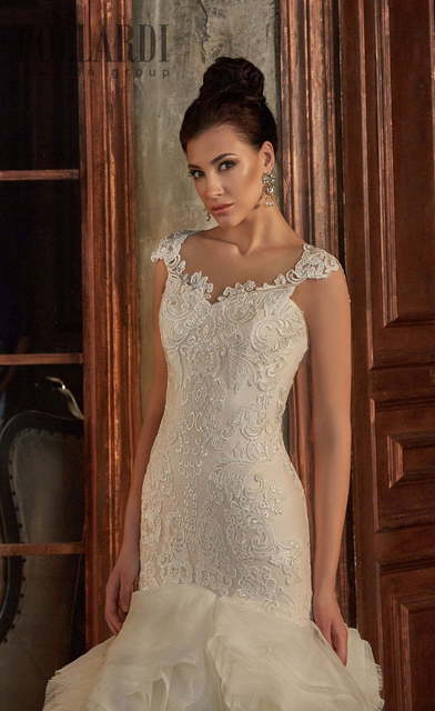 Свадебное платье Etereo. Силуэт Рыбка. Цвет Айвори / Капучино, Белый / Молочный. Вид 4