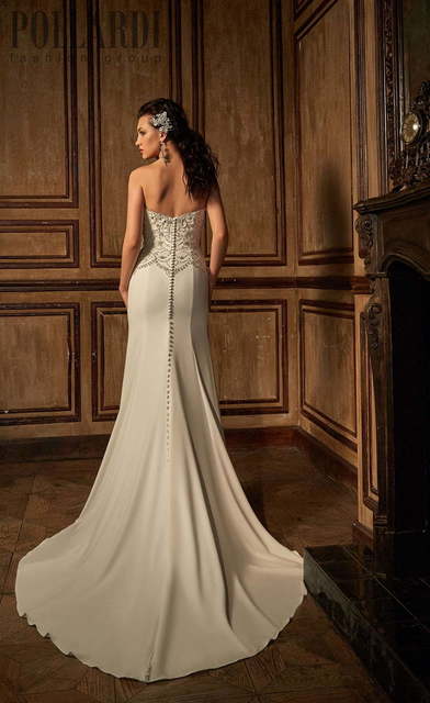 Свадебное платье Comesto. Силуэт Рыбка, Прямое. Цвет Белый / Молочный. Вид 2