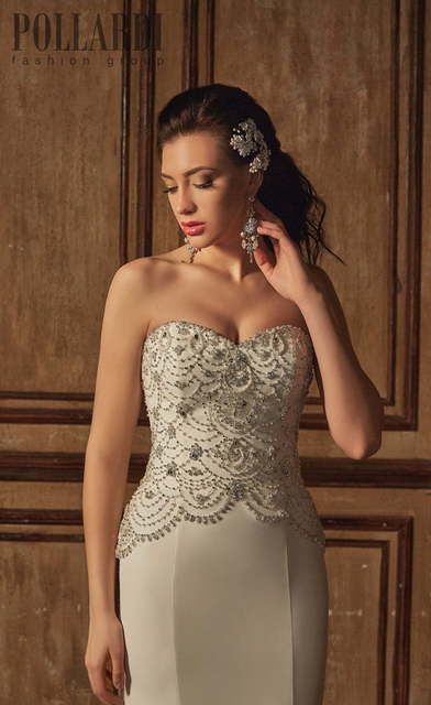 Свадебное платье Comesto. Силуэт Рыбка, Прямое. Цвет Белый / Молочный. Вид 3