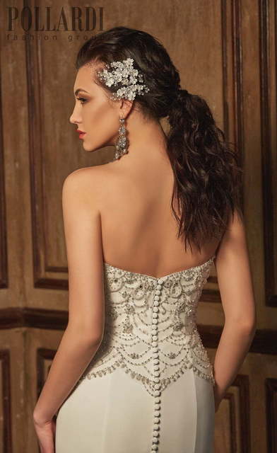 Свадебное платье Comesto. Силуэт Рыбка, Прямое. Цвет Белый / Молочный. Вид 4