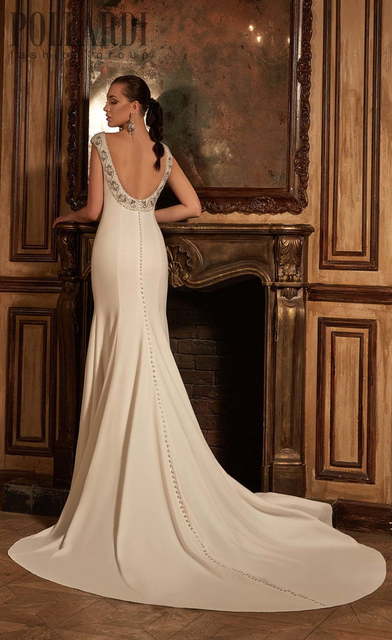 Свадебное платье Redial. Силуэт Рыбка, Прямое. Цвет Белый / Молочный. Вид 2