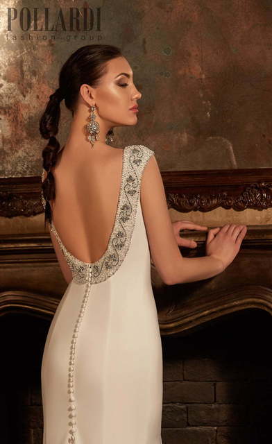 Свадебное платье Redial. Силуэт Рыбка, Прямое. Цвет Белый / Молочный. Вид 4