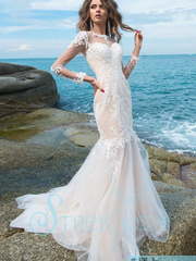 Свадебное платье Биа. Силуэт Рыбка. Цвет Айвори / Капучино. Вид 1