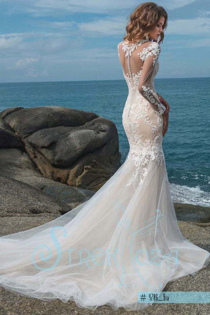 Свадебное платье Биа. Силуэт Рыбка. Цвет Айвори / Капучино. Вид 2