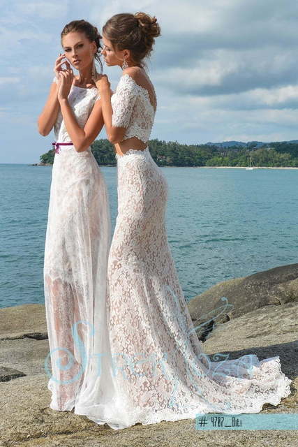 Свадебное платье Бити. Силуэт Рыбка. Цвет Айвори / Капучино, Белый / Молочный. Вид 3