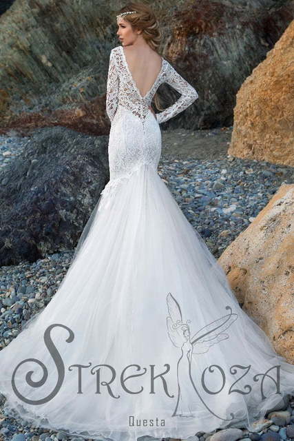 Свадебное платье Квеста. Силуэт Рыбка. Цвет Белый / Молочный. Вид 2