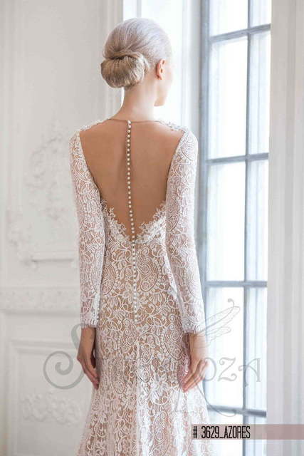 Свадебное платье Азория. Силуэт Рыбка. Цвет Айвори / Капучино. Вид 2