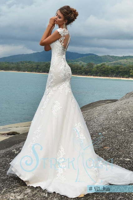 Свадебное платье Прада. Силуэт Рыбка. Цвет Айвори / Капучино, Белый / Молочный. Вид 2