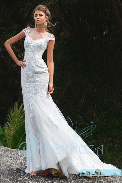 Свадебное платье Прада. Силуэт Рыбка. Цвет Айвори / Капучино, Белый / Молочный. Вид 3