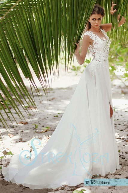 Свадебное платье Феломена. Силуэт Прямое. Цвет Белый / Молочный. Вид 3