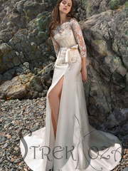 Свадебное платье Сима. Силуэт Прямое. Цвет Айвори / Капучино. Вид 1