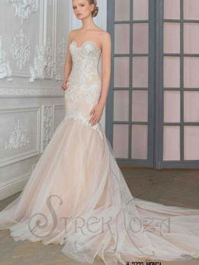 Свадебное платье Монга. Силуэт Рыбка. Цвет Айвори / Капучино, Персик / Оранжевый. Вид 1