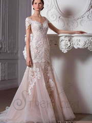 Свадебное платье Парнелла. Силуэт Рыбка. Цвет Айвори / Капучино, оттенки Розового. Вид 1