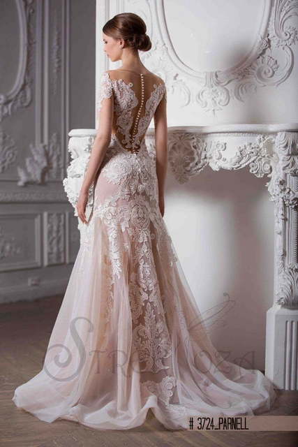 Свадебное платье Парнелла. Силуэт Рыбка. Цвет Айвори / Капучино, оттенки Розового. Вид 2