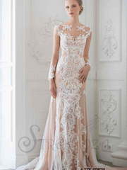 Свадебное платье Принсия. Силуэт Рыбка. Цвет Айвори / Капучино. Вид 1