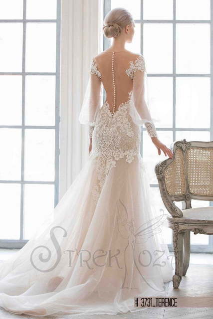 Свадебное платье Теренс. Силуэт Рыбка. Цвет Айвори / Капучино. Вид 2