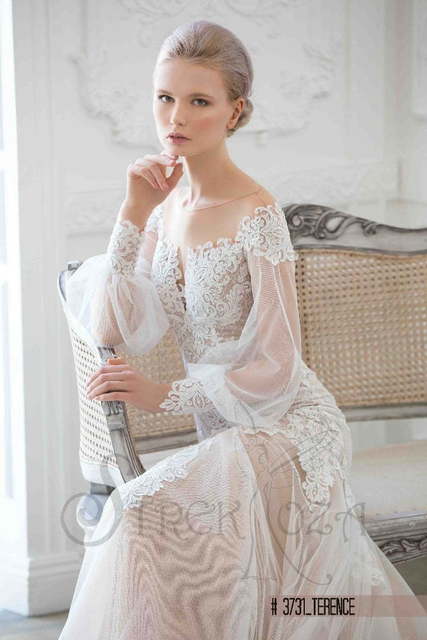 Свадебное платье Теренс. Силуэт Рыбка. Цвет Айвори / Капучино. Вид 3